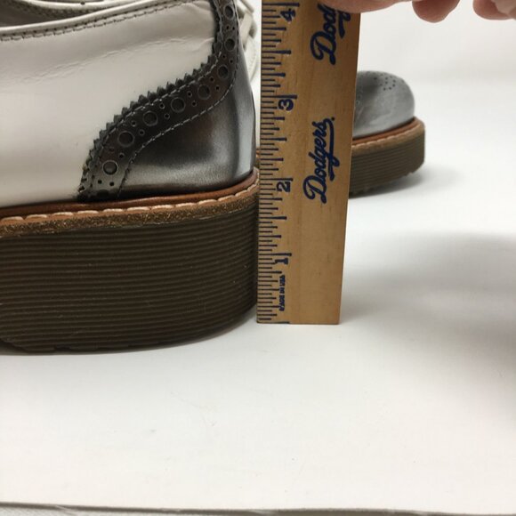 Prada Lace Up Platform Leather Brogue Shoes White leather Silver Toe Womens 39 - Picture 14 of 15